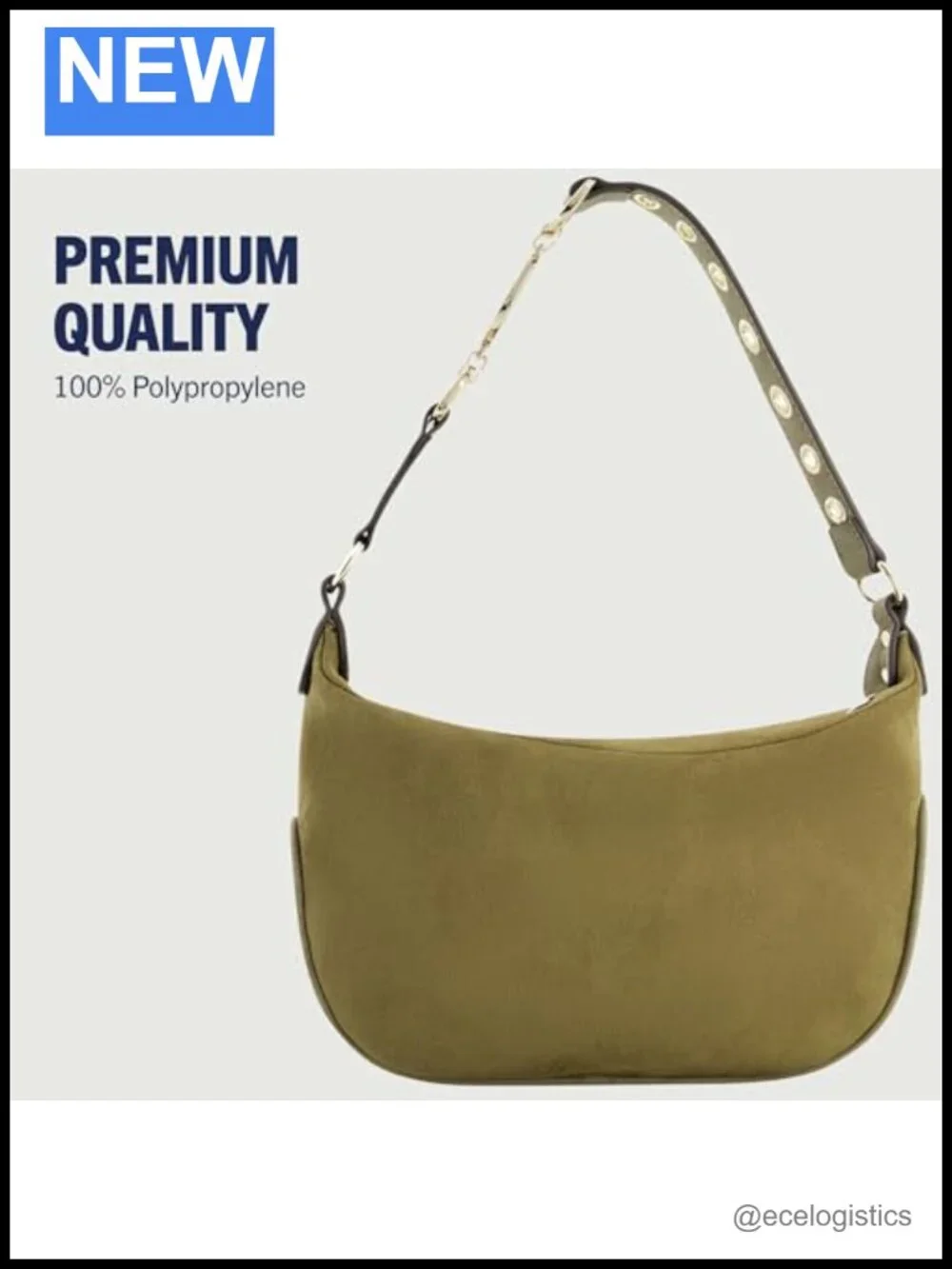 Women's Hobo Handbag with Eyelet Strap Faux Leather Purse with Gold Hardware